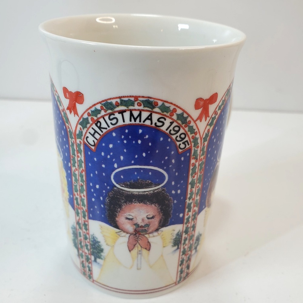 Vtg Dunoon Scotland Christmas 1995 Coffee Tea Mug Cup International Angels